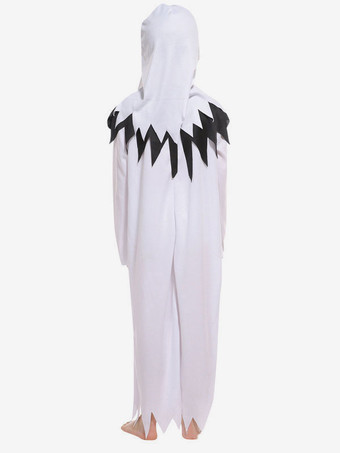 子供のためのハロウィーンの幽霊の衣装白いポリエステル繊維フード服ホリデーコスチューム