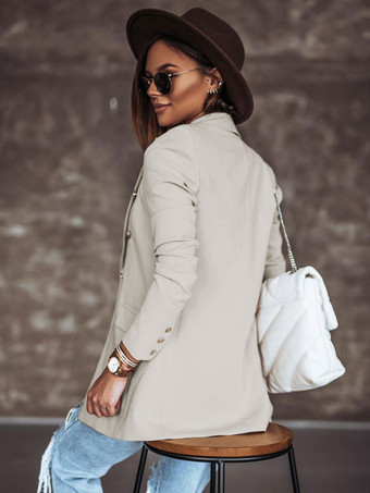 ブレザー ジャケット ホワイト 無地 ターンダウン カラー ダブル ブレスト スリム フィット 春 秋 シック ストリート アウター 女性用