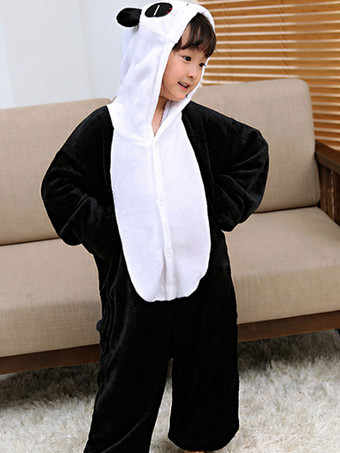 Onesie Kigurumi Pijamas para niños Poliéster Negro Blanco Dos tonos Panda Pijamas Disfraz