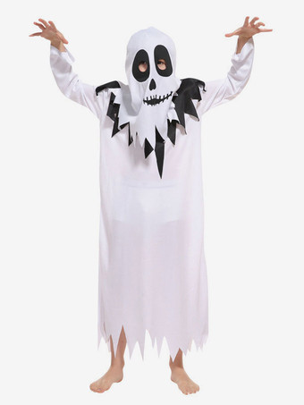 Costumes de fantôme d'Halloween pour les enfants Costume de vacances de vêtements de capot de fibre de polyester blanc