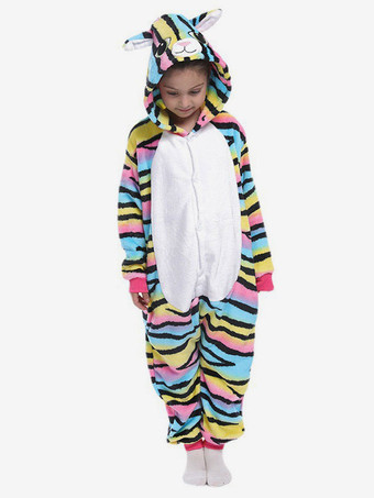 ライトスカイブルーワンシーパジャマ着ぐるみキッズポリエステルストライプ柄ロバパジャマコスチューム