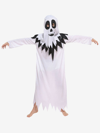 子供のためのハロウィーンの幽霊の衣装白いポリエステル繊維フード服ホリデーコスチューム