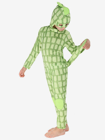 Kinder Halloween Kostüme Hellgrün Polyester Eidechse Cosplay Overall Feiertagskostüm Full Set