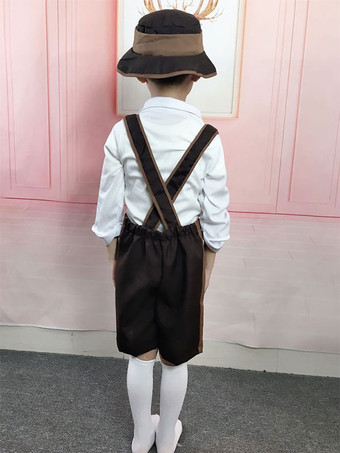 子供用ハロウィンコスチュームは、ダブルブレストオクトーバーフェストキッドハットジャンプスーツセットを印刷します