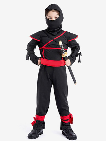 キッズブラック忍者キッドジャンプスーツ3点セット用ハロウィンコスチューム