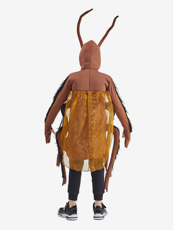 キッズハロウィンコスチュームコーヒーブラウンポリエステルゴキブリコスプレジャンプスーツホリデーコスチューム