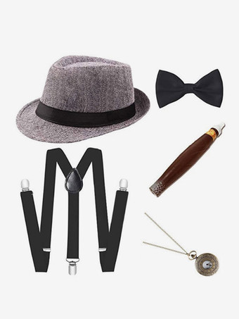 グレイハロウィンアクセサリーメンズ5ピースセットベレーシガー蝶ネクタイコスプレ衣装アクセサリー