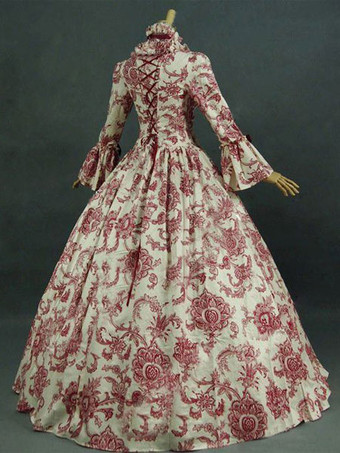 プリンセス 宮廷ドレス 女性用 貴族ドレス 中世 ドレス レッド 長袖 コットン サテン 祝日 ドレス バロック風 中世 ドレス・貴族ドレス ヨーロッパ 宮廷風 レトロ バーガンディ