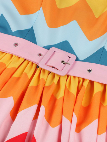 1950年代オードリー・ヘップバーン風　レトロワンピース　イエロー　ノースリーブ　二次会　お呼ばれ　発表会　ロカビリーワンピース