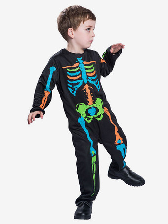 ハロウィン 子供のためのハロウィンコスチュームブラックポリエステルジャンプスーツホリデーコスチュームフルセット