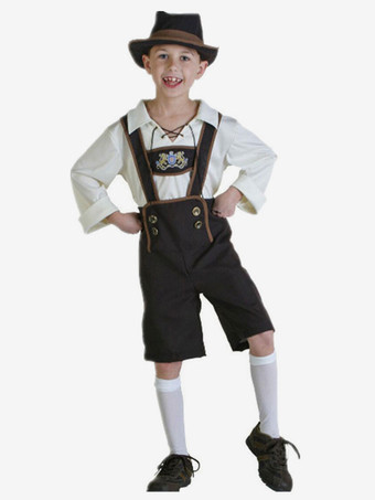 子供用ハロウィンコスチュームは、ダブルブレストオクトーバーフェストキッドハットジャンプスーツセットを印刷します