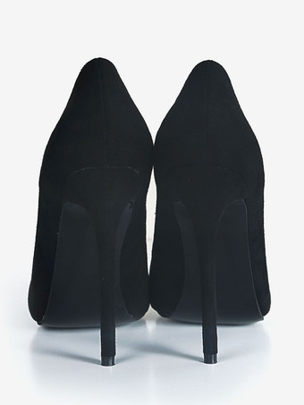 Black Suede Stiletto High Heels Pointed Toe Pumps For Women
