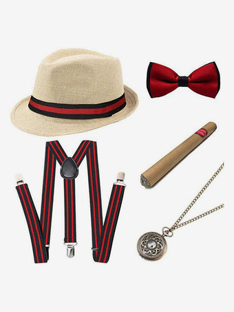 アプリコットハロウィンアクセサリーメンズ5ピースセットベレーシガー蝶ネクタイコスプレ衣装アクセサリー