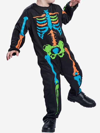 ハロウィン 子供のためのハロウィンコスチュームブラックポリエステルジャンプスーツホリデーコスチュームフルセット