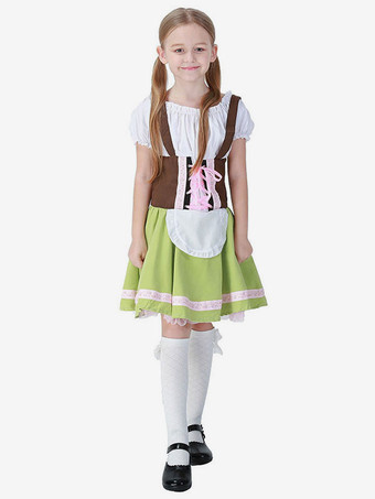 Kids Halloween Costumes Grass Green Beer Girl Kid's Dress Cosplay Wears For Child