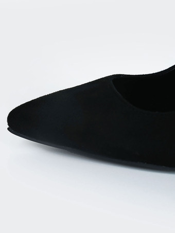 Black Suede Stiletto High Heels Pointed Toe Pumps For Women