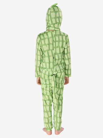 Kinder Halloween Kostüme Hellgrün Polyester Eidechse Cosplay Overall Feiertagskostüm Full Set