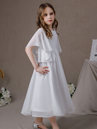Robe cortège enfant robe cérémonie fille col rond manche courte zip sur dos