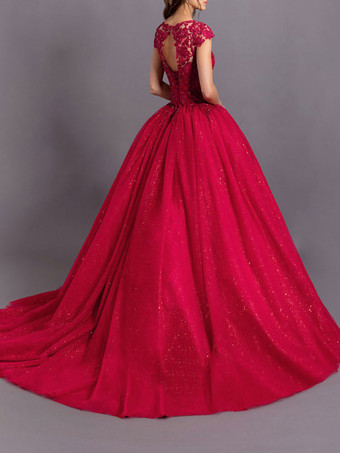 トレーン付きの黒のウェディングドレス Vネック ノースリーブ バックレス ポリエステル レース チュール Aライン