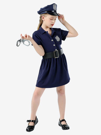 Cadeau Enfants Police Cosplay Costume Chapeau Ceinture Coton Mélange Enfants Cosplay Ensemble Déguisement Carnaval