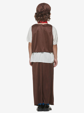 Costumi di Halloween per bambini Set di Halloween marrone scuro Pantaloni in poliestere in fibra di poliestere per bambini Cravatta