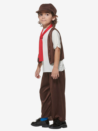 Costumi di Halloween per bambini Set di Halloween marrone scuro Pantaloni in poliestere in fibra di poliestere per bambini Cravatta