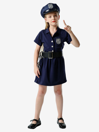 Cadeau Enfants Police Cosplay Costume Chapeau Ceinture Coton Mélange Enfants Cosplay Ensemble Déguisement Carnaval