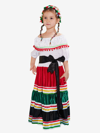 子供のためのハロウィンコスチューム白いハロウィンチュニック子供のポリエステル繊維ポリエステルサッシドレス