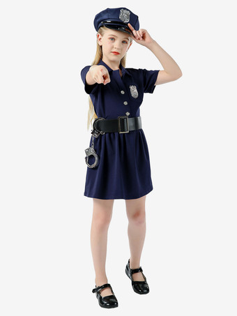 Cadeau Enfants Police Cosplay Costume Chapeau Ceinture Coton Mélange Enfants Cosplay Ensemble Déguisement Carnaval