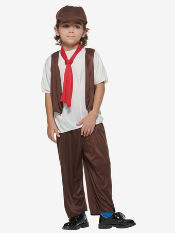 Costumi di Halloween per bambini Set di Halloween marrone scuro Pantaloni in poliestere in fibra di poliestere per bambini Cravatta