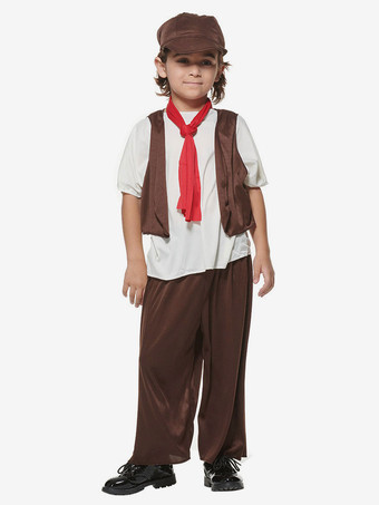 Costumi di Halloween per bambini Set di Halloween marrone scuro Pantaloni in poliestere in fibra di poliestere per bambini Cravatta