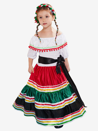 ホワイト 子供のためのハロウィンコスチューム白いハロウィンチュニック子供のポリエステル繊維ポリエステルサッシドレス