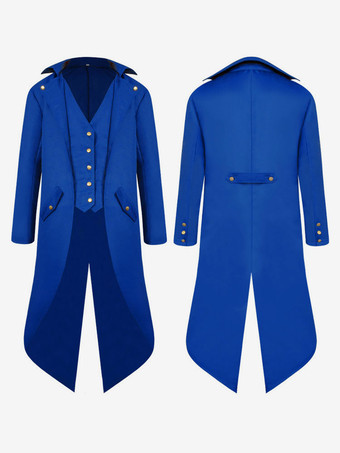 ブルー メンズビクトリア朝中世ジャケット燕尾服ヴィンテージ衣装タキシードルネッサンスカーニバルコート