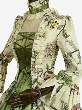 プリンセス 女性用 貴族ドレス 中世 ドレス グリーン 長袖 ポリエステル 綿じゅす ダンスパーティー チョーカー ドレス ヴィンテージ 中世 ドレス・貴族ドレス ヨーロッパ　宮廷風 レトロコスチューム コスチューム コスチューム