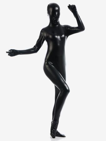 Black Zentai Suit Adults Unisex Full Body Shiny Metallic Bodysuit -  Milanoo.com