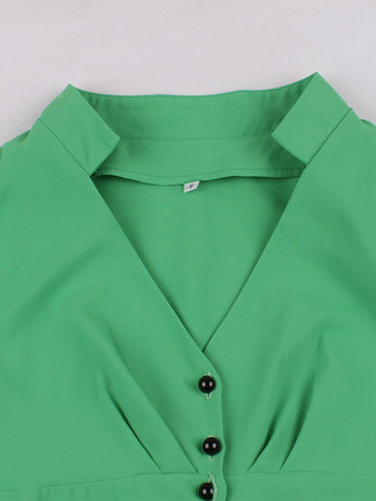 レトロワンピース　1950年代オードリー・ヘップバーン風　ピンク　半袖　Vネック　二次会　お呼ばれ　発表会　スイングドレス