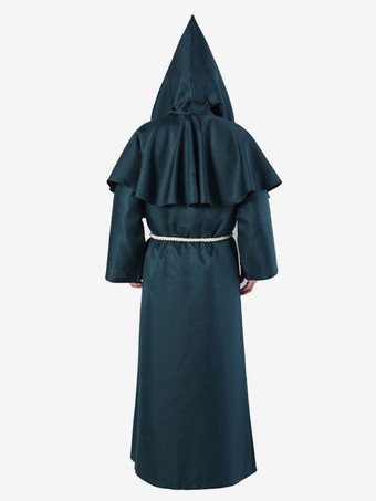 モンク カーニバル コスチューム 中世 フード付き 男性 ローブ バーガンディ