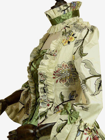 プリンセス 女性用 貴族ドレス 中世 ドレス グリーン 長袖 ポリエステル 綿じゅす ダンスパーティー チョーカー ドレス ヴィンテージ 中世 ドレス・貴族ドレス ヨーロッパ　宮廷風 レトロコスチューム コスチューム コスチューム