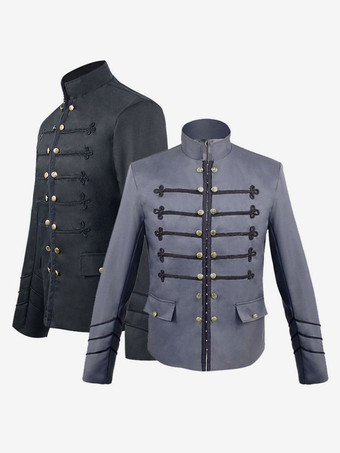 男性ヴィンテージジャケットボタン装飾スタンドカラー制服コスチューム