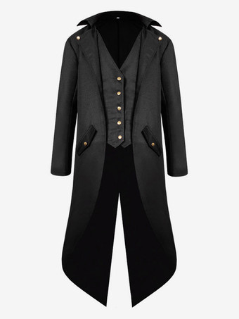 ブラック メンズビクトリア朝中世ジャケット燕尾服ヴィンテージ衣装タキシードルネッサンスカーニバルコート