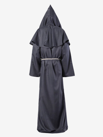 モンク カーニバル コスチューム 中世 フード付き 男性 ローブ バーガンディ