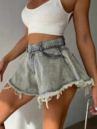 女性フリンジ デニム カウボーイ ボトムスのショート パンツ