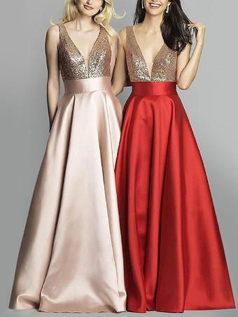 イブニングドレス Vネック マキシレングス 社交ページェントドレス