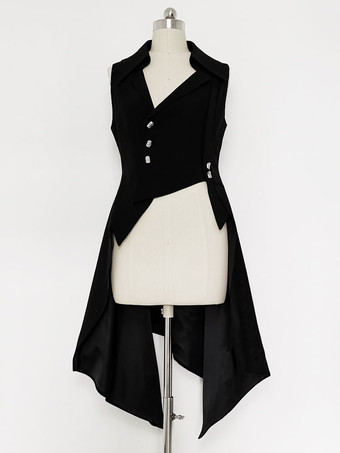 王子スタイル ブラック ポリエステル オーバー コート コート ロリータ Outwears