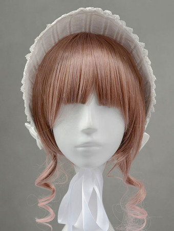 ロリータファッション　ヘッドドレス　ヘアアクセサリー　ホワイト　リボン　カジュアル　可愛い　アクセサリー　アクセサリー　コットン　