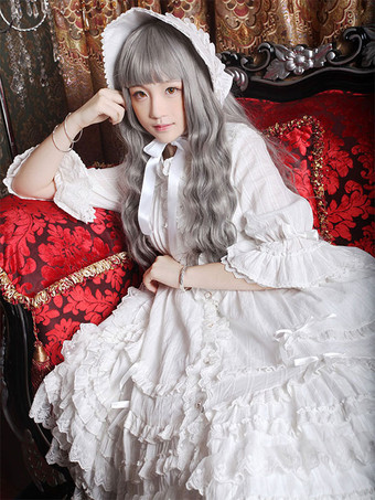 ロリータファッション　ヘッドドレス　ヘアアクセサリー　ホワイト　リボン　カジュアル　可愛い　アクセサリー　アクセサリー　コットン　