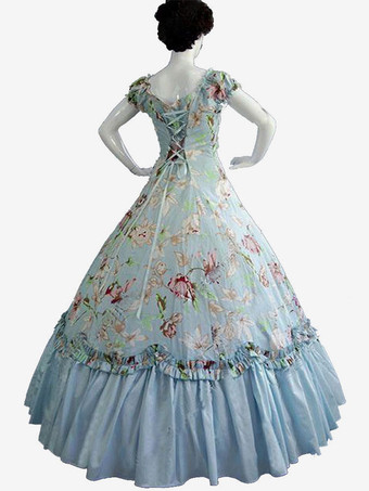 黒のレトロな衣装弓ポリエステル マリー ・ アントワ ネット衣装花柄ドレス女性のレトロなチュニック古着 バーガンディ