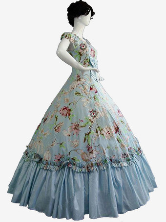 黒のレトロな衣装弓ポリエステル マリー ・ アントワ ネット衣装花柄ドレス女性のレトロなチュニック古着 バーガンディ