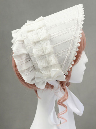 ロリータファッション　ヘッドドレス　ヘアアクセサリー　ホワイト　リボン　カジュアル　可愛い　アクセサリー　アクセサリー　コットン　