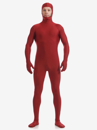 全身タイツ　暗い赤　顔出し　ユニセックス　ライクラ　スパンデックス　スーツ　ハロウィン　仮装　大人用